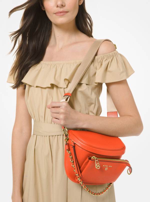 Damske Crossbody Kabelka Michael Kors Slater Medium Pebbled Leather Sling Pack Oranžové - Kabelky Michael Kors Vypredaj | EQPNY-5647